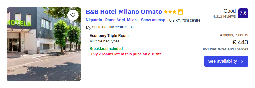 B&B Hotel Milano Ornato